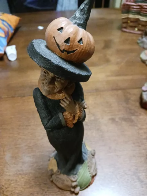 TOM CLARK Witch gnome “PUMPKIN HATTIE” 1998 #77 Cairn Studios Artist Signed RARE