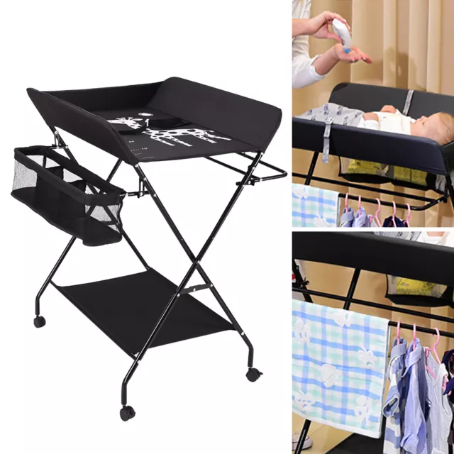 Klappbar Baby Wickeltisch Mobiler Wickelkommode+Wickelauflage Höhenverstellbar