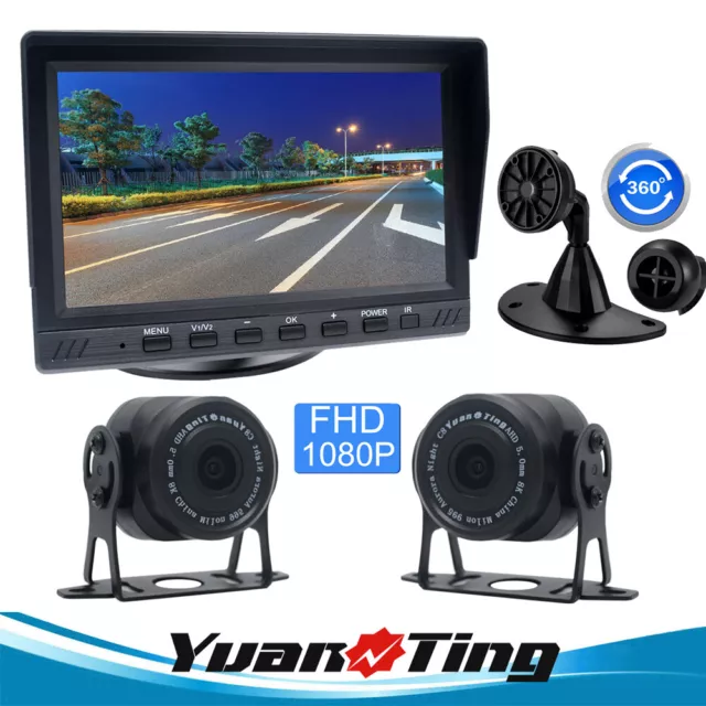 7" Car IPS HD Monitor AHD Rear View Reverse Backup Camera Kit For Truck Tractor