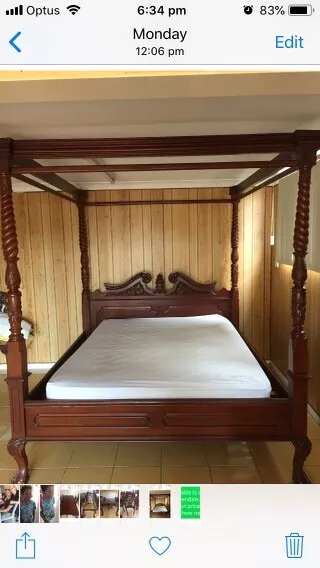 Royal Style 4 Post Antique Style Bed With Free Mattress Quality Carved Design