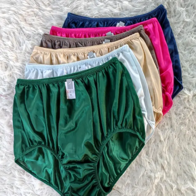 12 Plus Underwear Granny panties Nylon Woman Man Briefs Soft Silky Waist  44-48