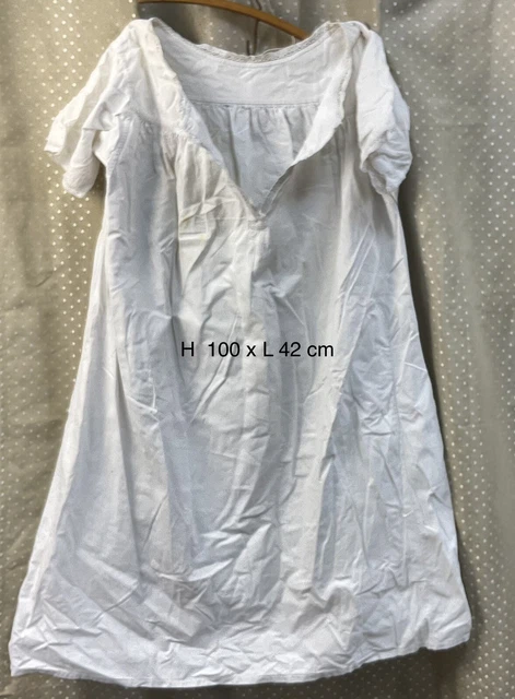 Très Belle Chemise De Nuit En Coton Blanc Brodée Ancienne