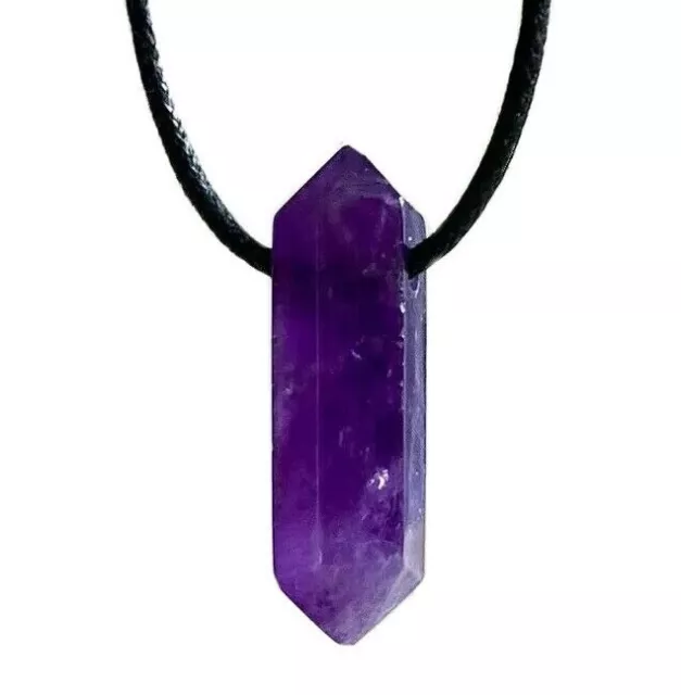 Amethyst Point Choker Necklace Men Rustic Pendant Women Chakra Healing Jewelry