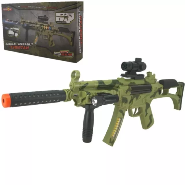 Kids Camo Mp5 Firepower Toy Gun With Lights & Sounds Boys Army Soldier Play