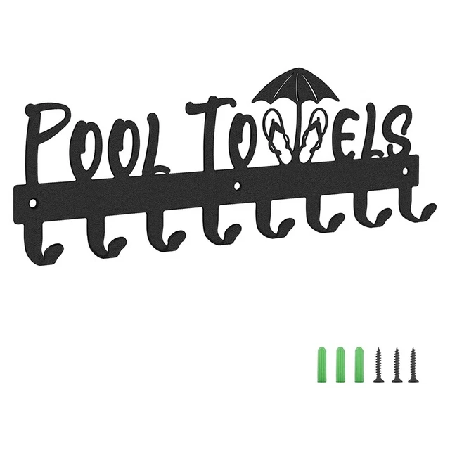 Pool Towel Rack with 8 Hooks, Towel Holder for Outdoor or Bath H4C9