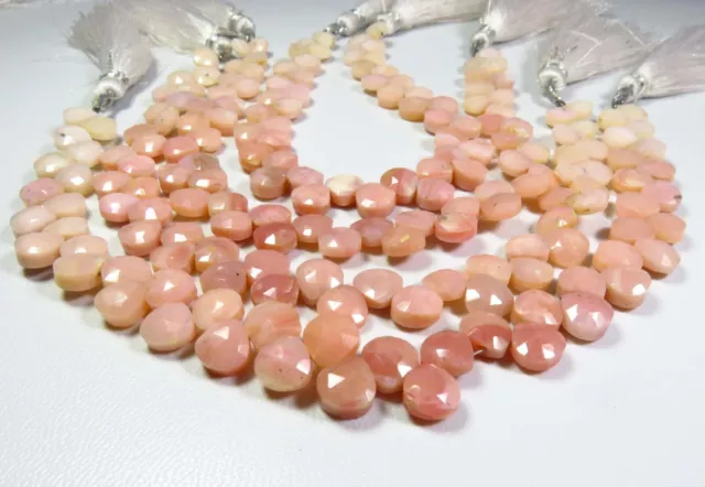Pretty Naturel Rose Opale Gemme à Facettes Perles Coeur 7x7mm 8 " Strand GV-3627