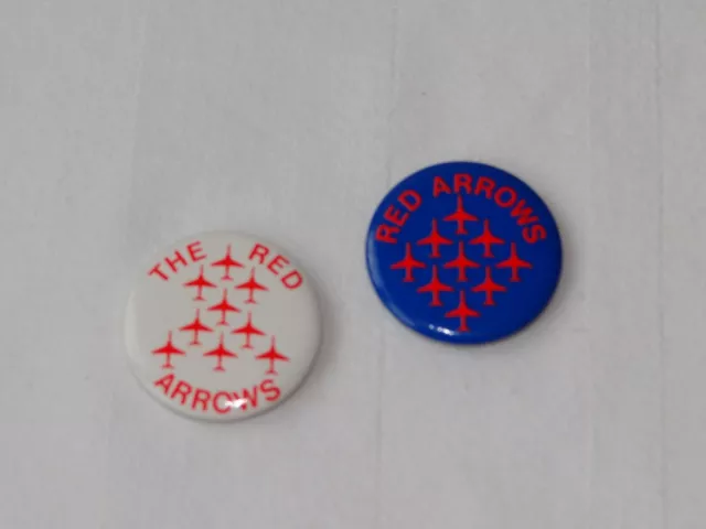 2 x Vintage Button Pin Badges The Red Arrows Collectable UK Royal Air Force