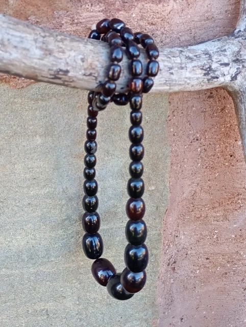 Collier Ancien Art Déco En Bakélite Et Ambre Rouge - Style Vintage Années 30 - Perles Bakélite Cerise