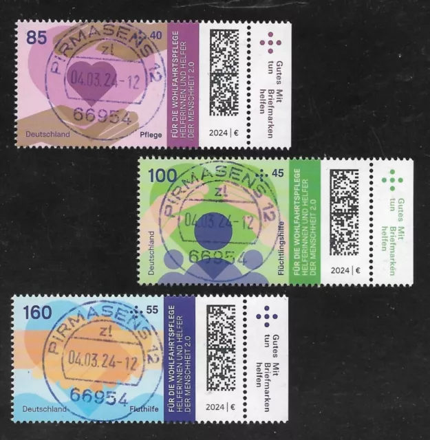 Briefmarken BRD / Bund 2024 Michel-Nr. 3811 bis 3813 gestempelt