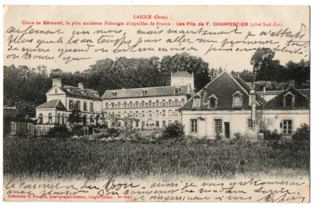 CPA 61 - LAIGLE (Orne) - Usine de Mérouvel. Fabrique d'aiguilles, F. Charpentier