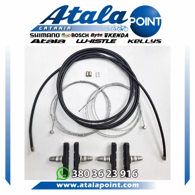 Set Kit Completo Di Fili/Cavi+Guaina+Pattini Freno Per Bicicletta Bici.nuovo