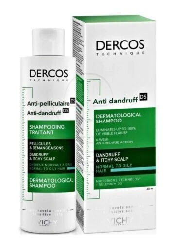 VICHY DERCOS Anti Dandruff Shampoo Dry, Itchy Scalp 200ml Normal to Oily Hair