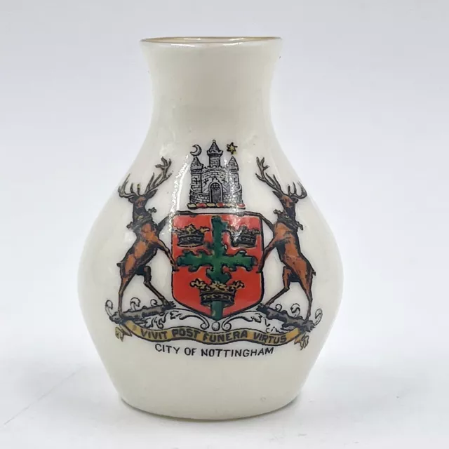 Wh Goss Crested China Souvenir Model Of Swindon Vase - City Of Nottingham Crest