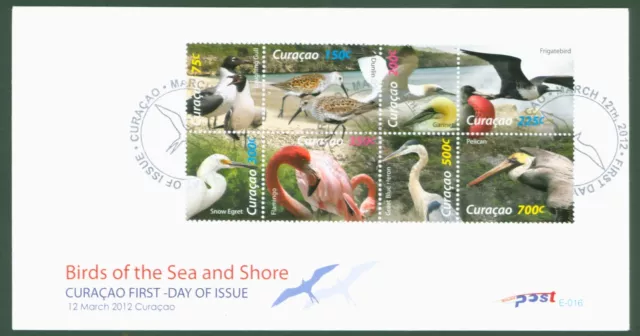 Curacao 2012 - Birds - Pelican Flamingo Seagull Basstölpel Heron - No. 84-91 FDC