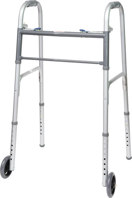 Roscoe Medical WKSAW2B 350 lb Adult Two Button with Wheels Walker, Steel - C