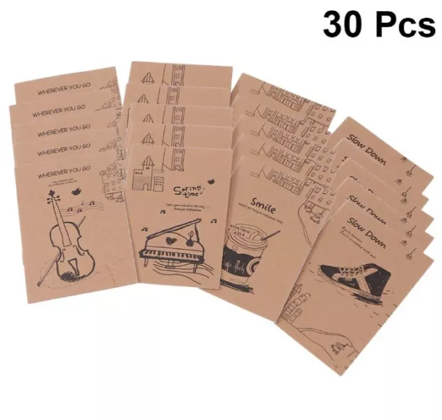 30 Pcs Retro Notepad Lovely Student Notebook Exercise School Note Pad Brown  UK