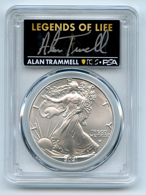 2021 $1 Silver Eagle T2 First Production PCGS MS70 Legends of Life Alan Trammell