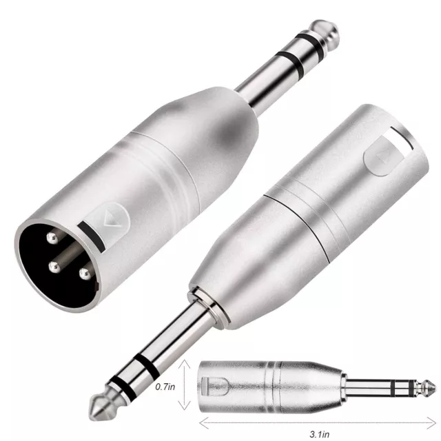 3 Pin XLR Stecker auf 1/4 Zoll 6,35 mm TRS Stecker ausgewogener AUX Audio Adapter