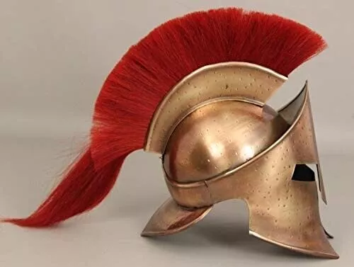 Armadura medieval Rey Leonidas Griego 300 Casco espartano con penacho rojo