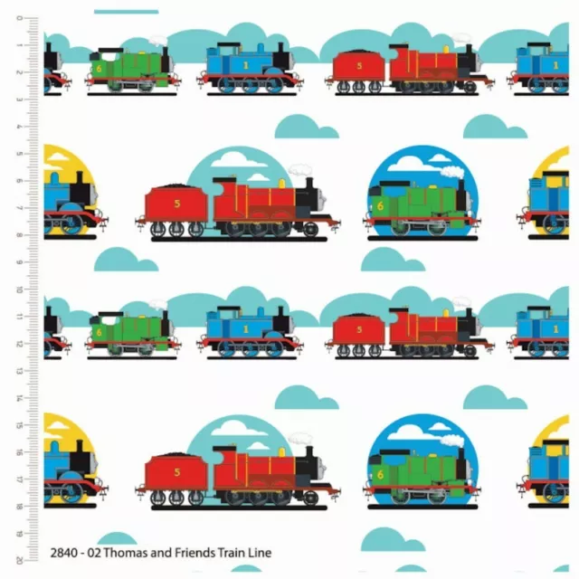 100% Cotton Fabric Thomas The Tank Engine Friends Train Lines