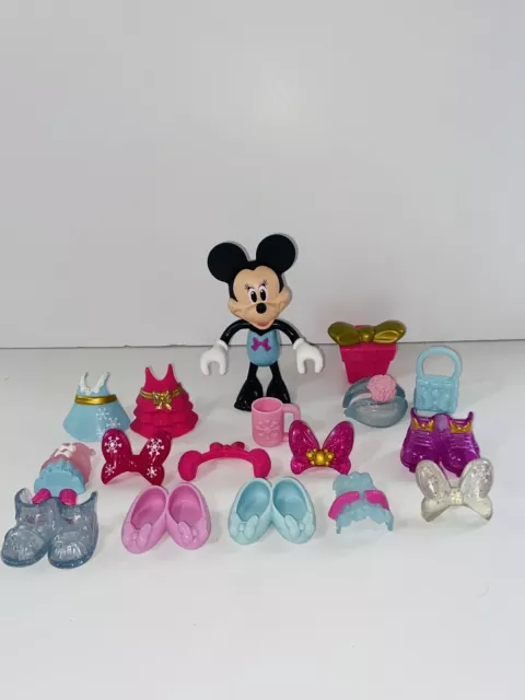 Disney Mattel Minnie Mouse Bow-Tique Dress Up Doll Snap N’ Style Toy Lot.