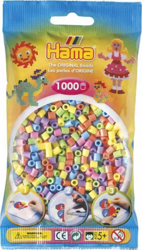 Hama 1000 Midi Bügelperlen 2er Set 54/50 Pastel und Glitzer Mischung