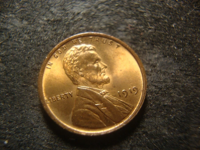 1919 GEM BU RED Glossy Lincoln Head Cent Nice Coin AZX