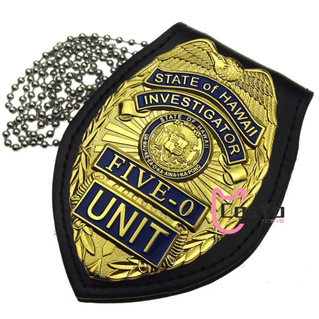 2023 US Hawaii Five-0 Badge Hawaii 5 o Badge & Chain Belt Leather Badge Holder