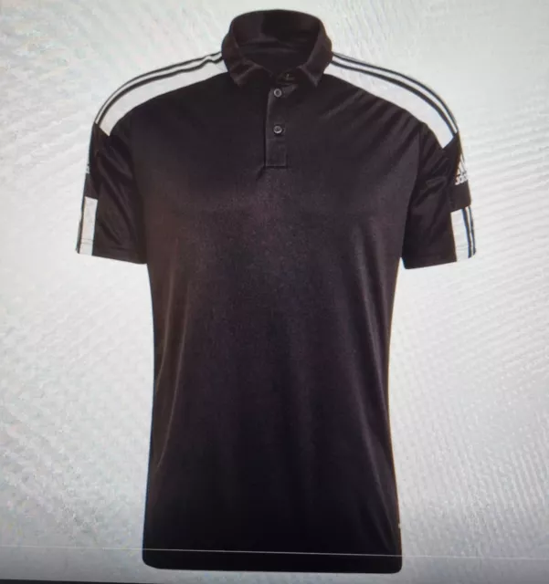 Genuine Adidas Squadra 21 Mens Football Polo Shirt Black/White Stripes Size S