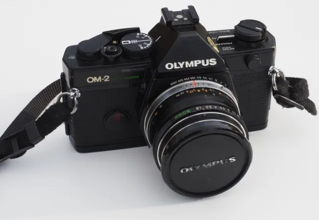 Olympus OM-2 SP SLR Black w/ Olympus OM-System 50mm F/1.8 Lens, case, manual