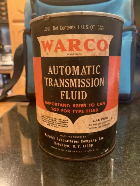 VINTAGE WARCO AUTOMATIC TRANSMISSION FLUID CAN 1 Quart Full Rare Oil ATF Dexron