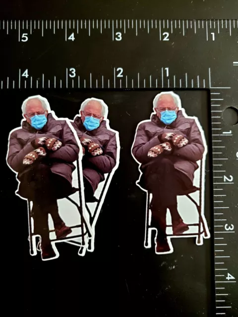 3-Pack Bernie Sanders Meme Photo Vinyl Sticker 3.25" x 1.5" Funny Mittens 2021