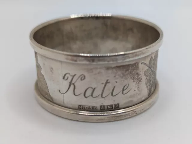 Vintage English Sterling Silver Napkin Ring(s) "Alf" "Katie" names, dated 1966