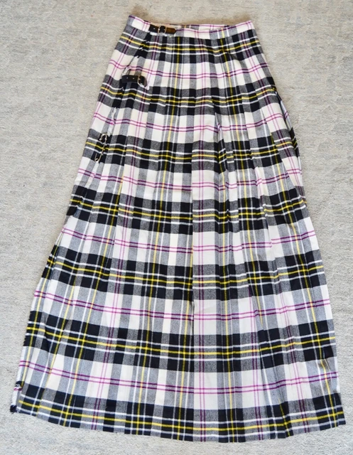 Vtg. KINLOCH ANDERSON WOOL SCOTLAND MAXI KILT SKIRT TARTAN PLAID SZ. 12 LOT KS