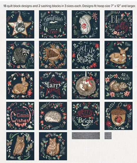 Anita Goodesign - Woodland Holiday Quilt - Maschinenstickdesigns Usb Pes 2