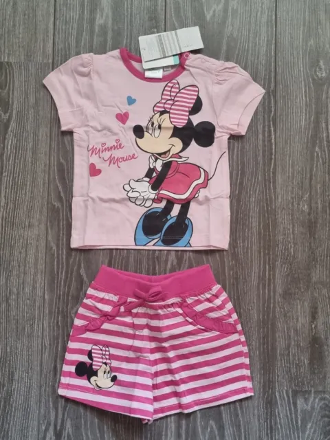 Disney Baby Minnie Mouse Maus 2-teiler Sommer Set T-Shirt Shorts Mädchen Gr.80