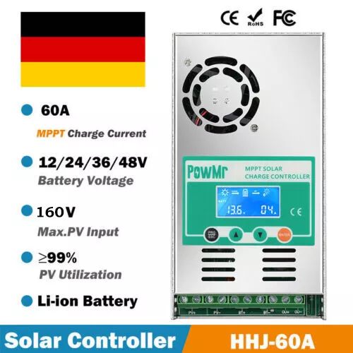 PowMr 60A MPPT Solar Ladegerät Controller Panel Regler Für 12V/24V/36V/48V LCD