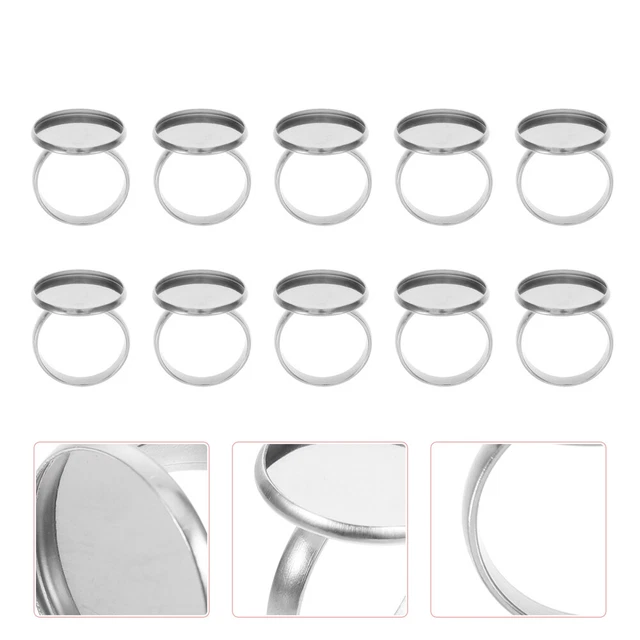 10 piezas Soporte Anillos para Dedos Componentes Hallazgos Bandeja Ovalada