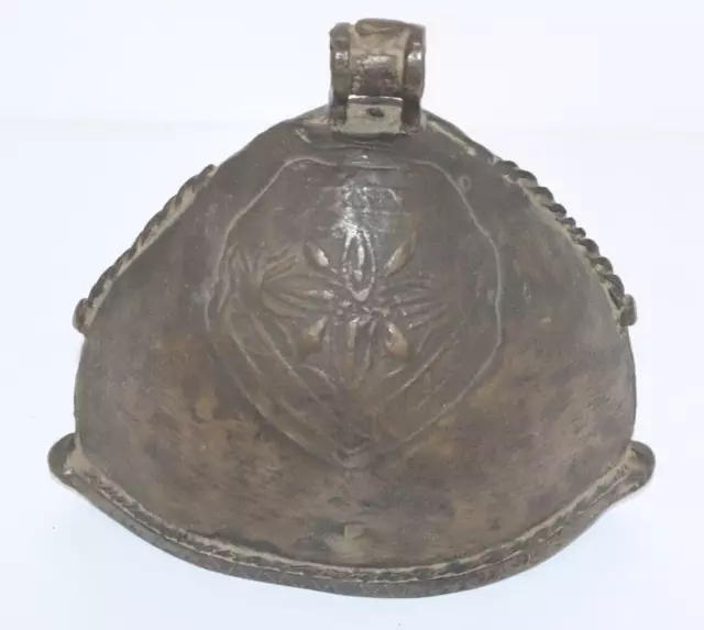 Antike große afrikanische Glocke Bronze ornamentiert Breit 18cm , 1,15Kg  /"439