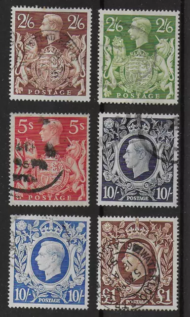 SG476-478c.  1939 "Arms" High Values.  Fine Used Set Of 6.  Cat.£60.  Ref:4333