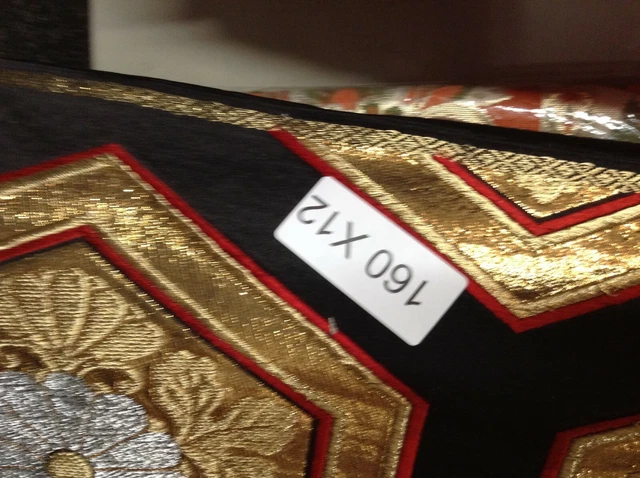 12" x 160"Handmade EMBROIDERY Japanese KIMONO OBI Silk Textile Preowned