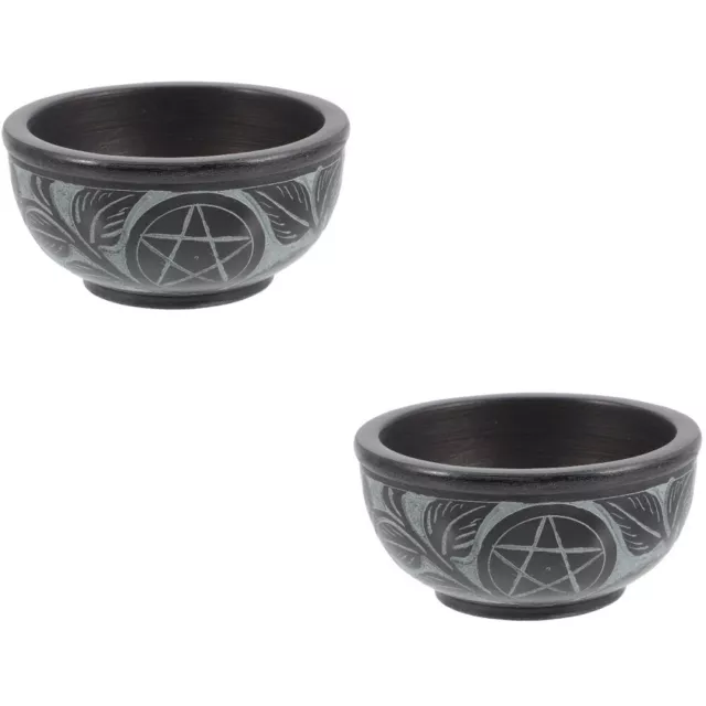 2 Pieces Yoga Stuff Carved Traditional Bowl Pentagram Burning Essential Oil