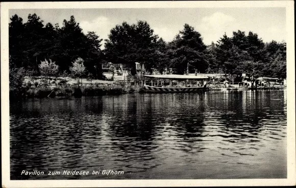 Ak Gifhorn in Niedersachsen, Pavillon zum Heidesee, Gasthaus - 10738110