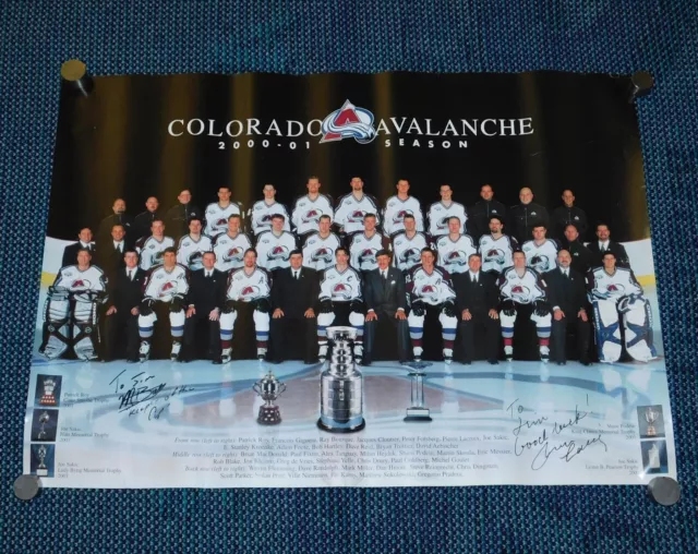 Vintage Original 2001 COLORADO AVALANCHE Team Photo Signed Stanley Cup Poster