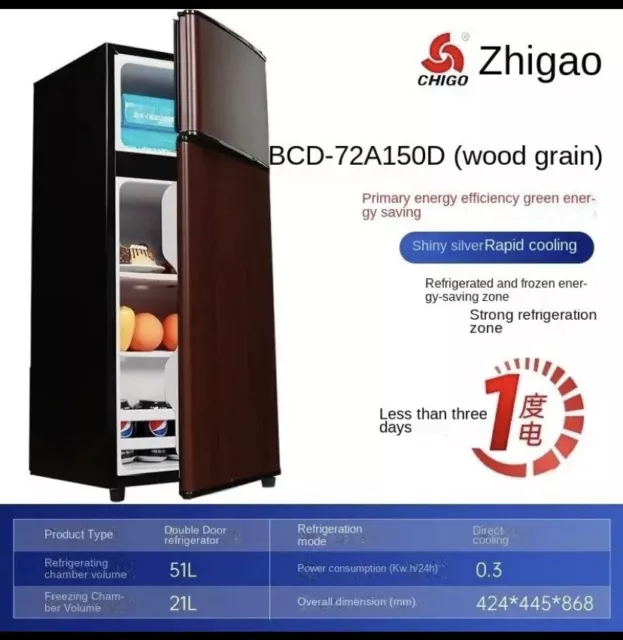 Wood Grain Luxurious Fridge Freezer With Energy Saving System