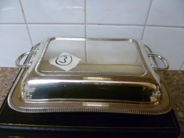 ANTIQUE, RECTANGULAR,SILVER PLATED SERVING DISH. SERVING TUREEN By BARKER Bros'