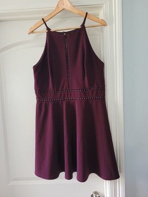 Fortune + Ivy Size 10 Wine Burgundy Eyelet Detail Dress