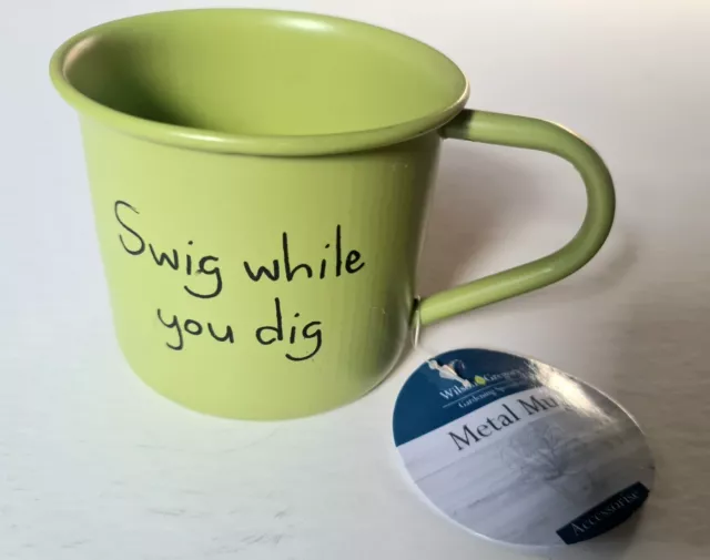 Becher Metall Tasse Garten Gärtner grün Schluck beim Graben Camping Outdoor Picknick