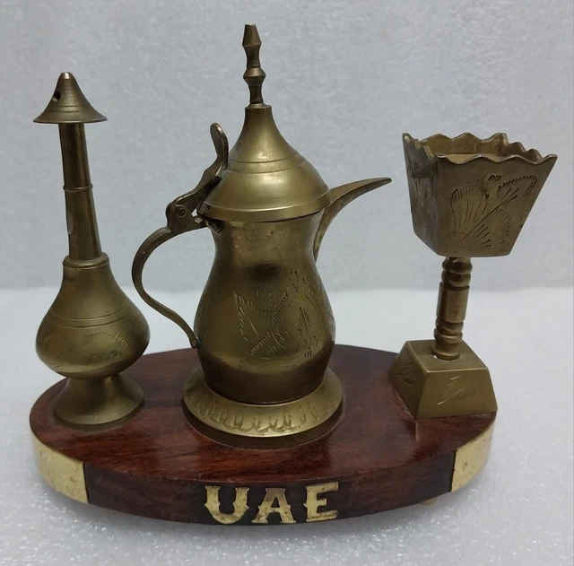 Vintage arabische VAE seltene Mini Miniatur Krug Dallah Räucherstäbchen...