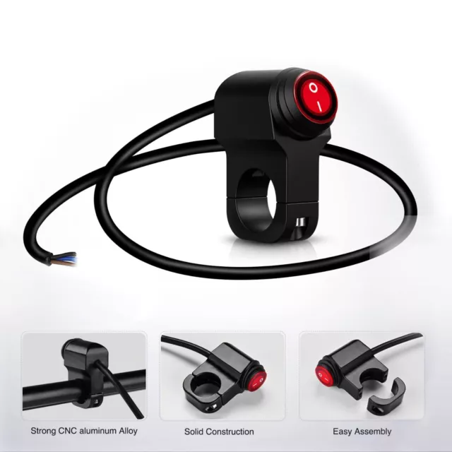 LED Motorcycle Switch ON OFF Handlebar Mount Push Button 12V Headlight Fog Light 2